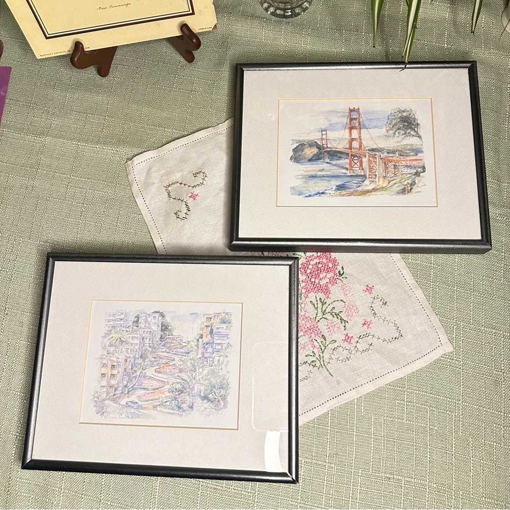Set of 2 Framed Legai Watercolor Prints – San Francisco Landmarks